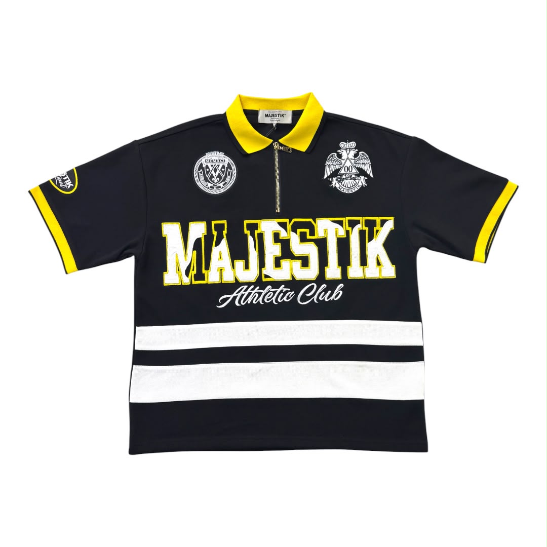 MAJESTIK  PIQUÉ CUT & SEW STRIPE POLO SHIRT