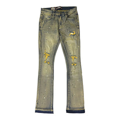 DENIMiCITY PANT RIP N REPAIR DARK VINTAGE WASH WITH OLIVE STITCH INVASION STONE SHIRT