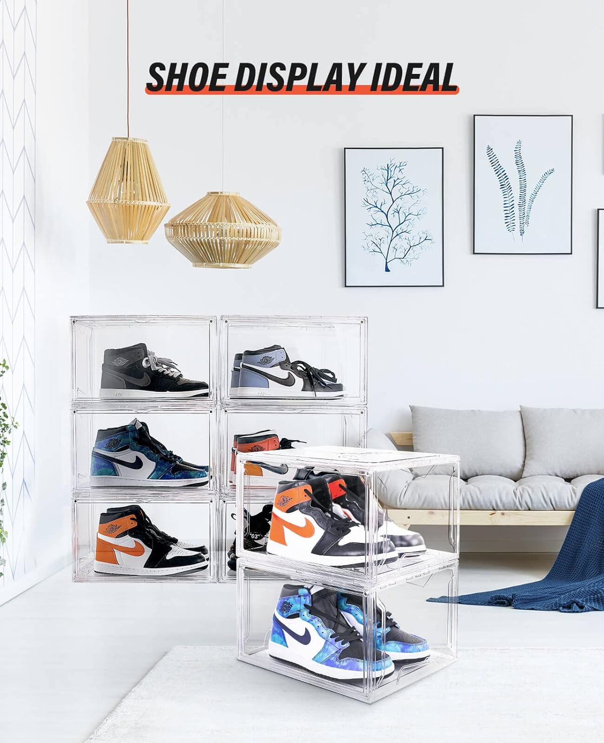 Shoe Boxes- 4 Sneakers Box - HARD PLASTIC - CLEAR. 4 in a Pack