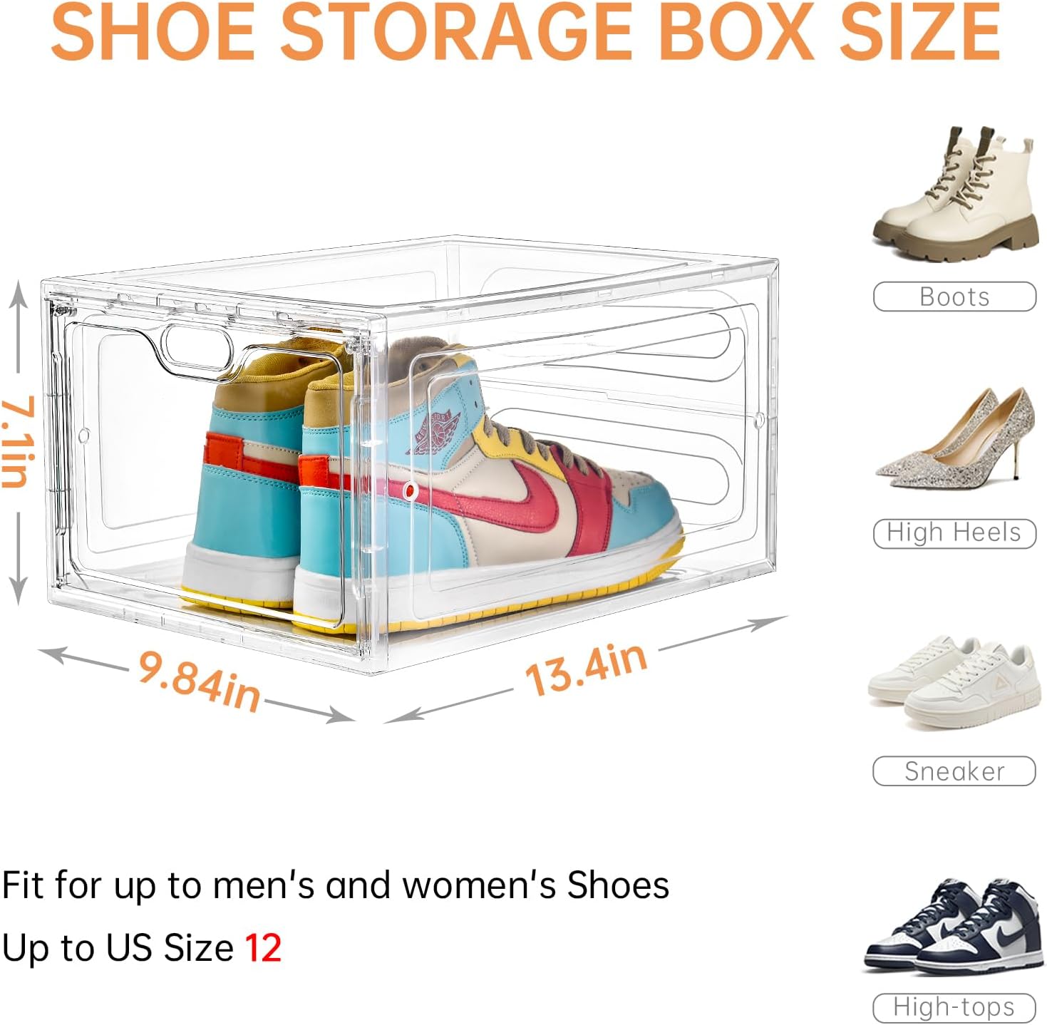 Shoe Boxes- 4 Sneakers Box - HARD PLASTIC - CLEAR. 4 in a Pack
