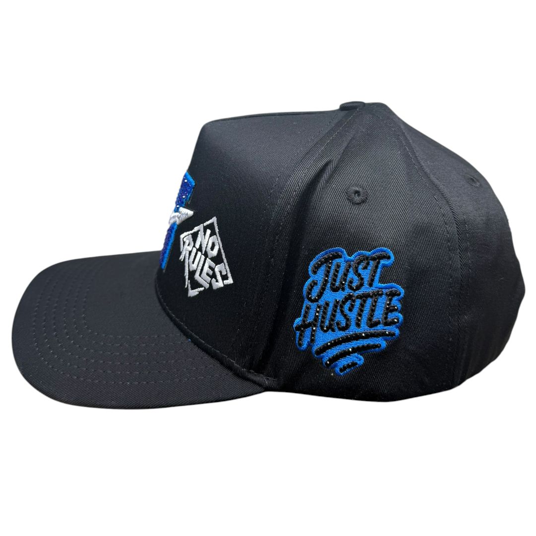 NO RULES" Snapback Cap – black-blue Edition | "N" Logo