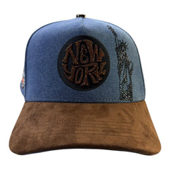 NIJAYOTE - New york statue of liberty denim & suede snapback cap