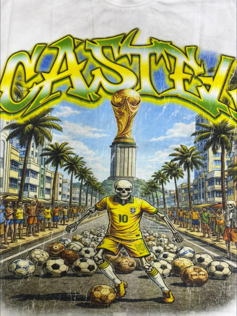CASTEL T-SHIRT skeleton world cup miami '10' champions white tee