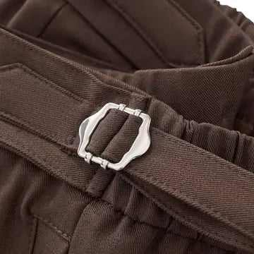 BAROCCO PANTS Wellington Side-Tab Trousers-Coffee