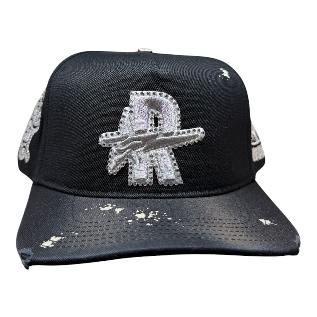 ROUGH PLAY hat vintage SNAPBACK (BLK/SILVER))