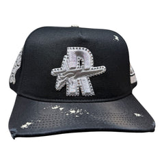 ROUGH PLAY hat vintage SNAPBACK (BLK/SILVER))