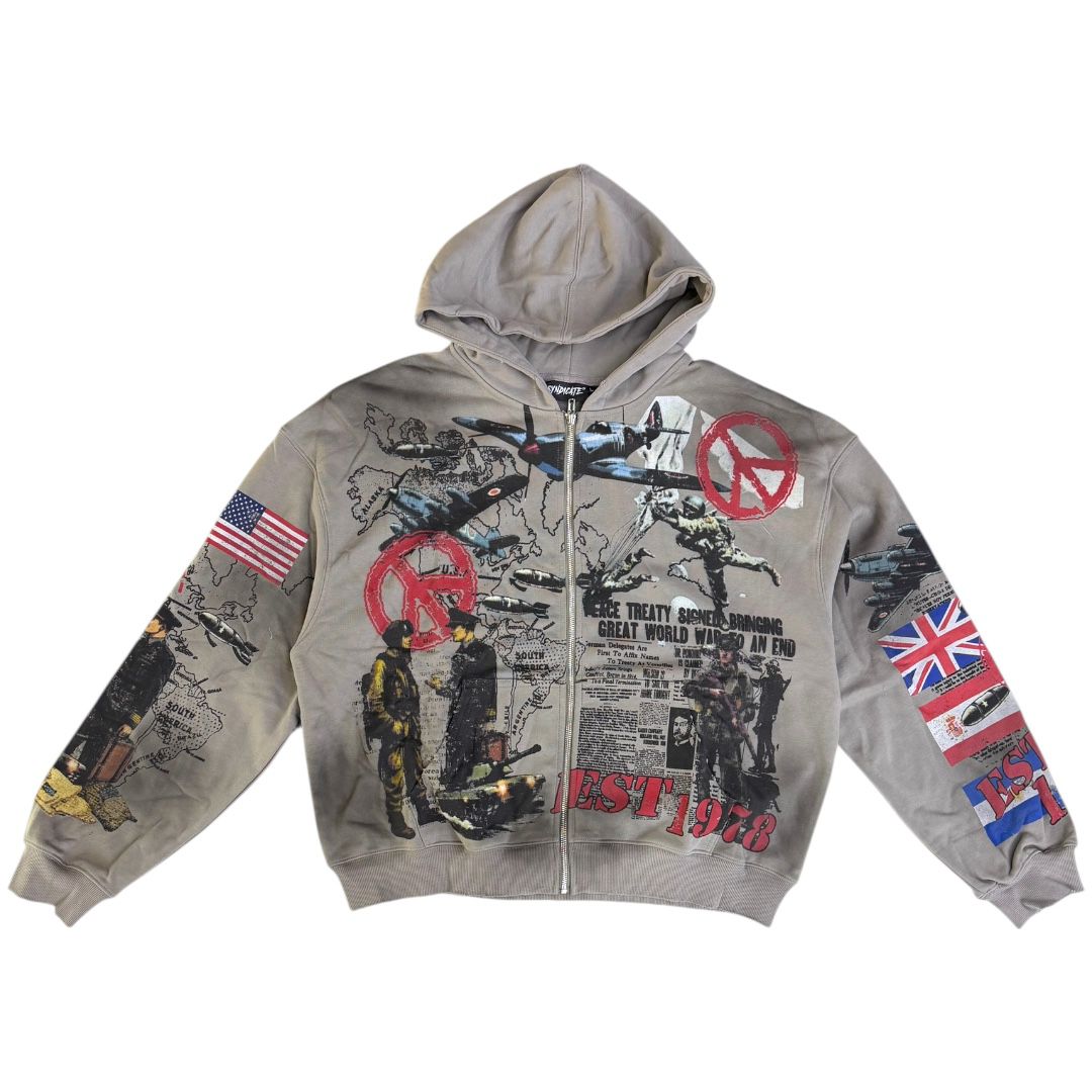 THE SYNDICATE hoodies "PEACE" ZIP UP-DK.GRY (SYNH_18 (2))