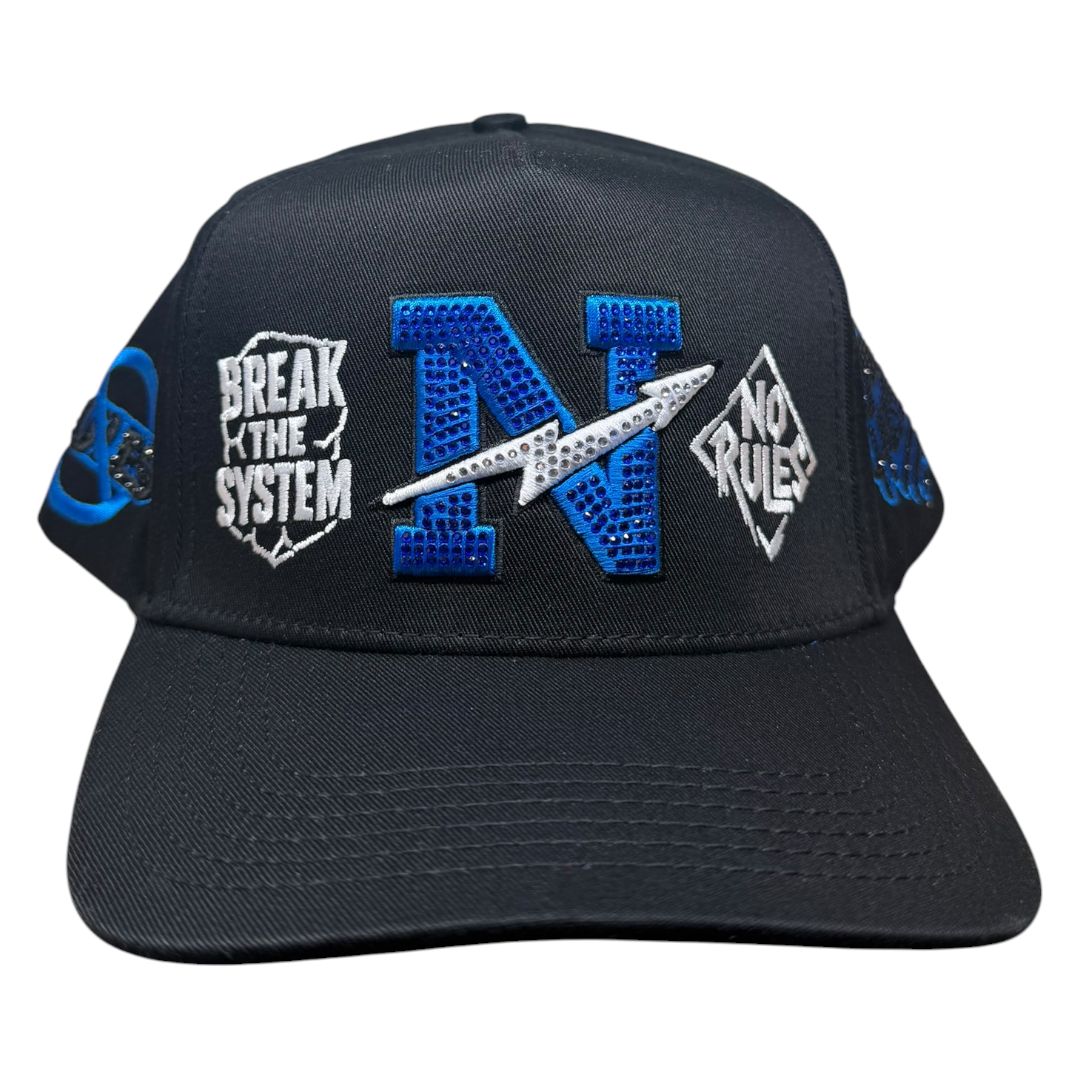 NO RULES" Snapback Cap – black-blue Edition | "N" Logo