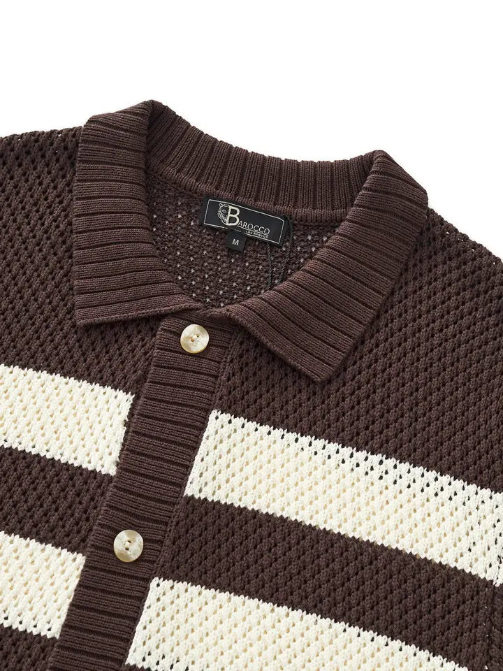 BAROCCO COFFEE Shirt-Coffe  PSS625-Marina Stripe Ss