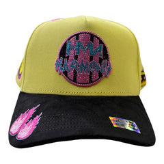 HARMONY yellow & black suede brim trucker hat