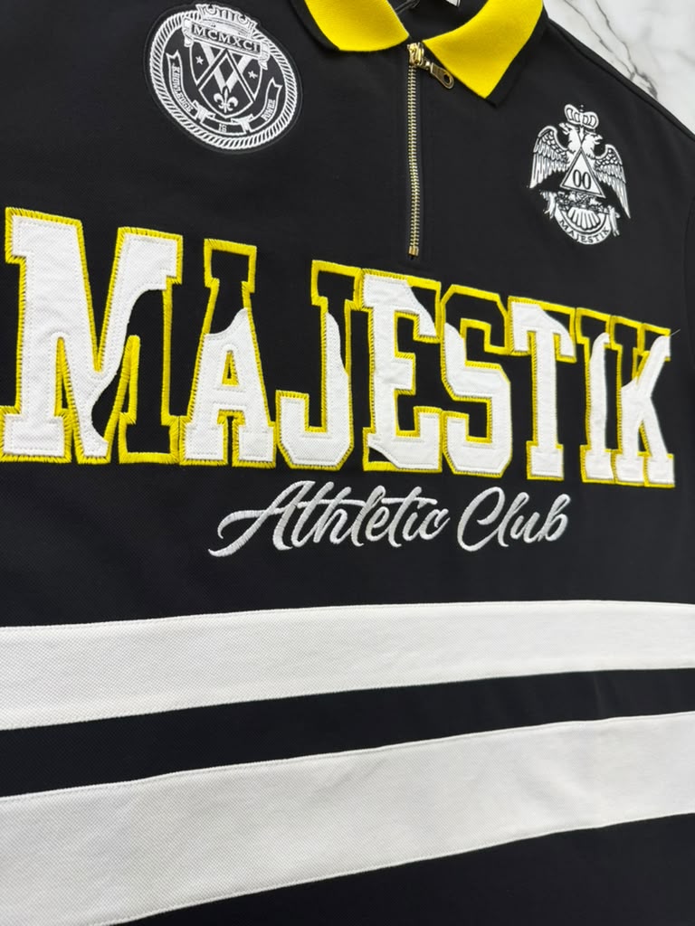 MAJESTIK  PIQUÉ CUT & SEW STRIPE POLO SHIRT