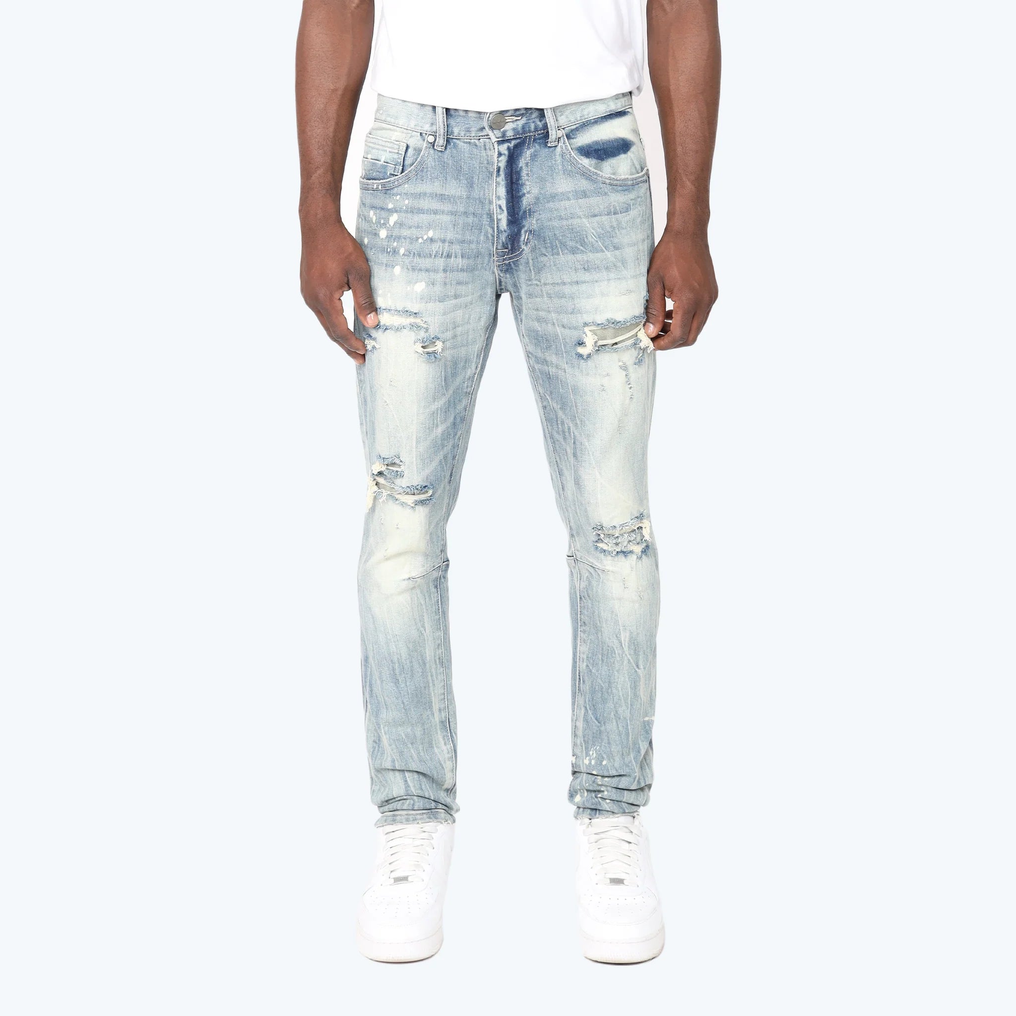 Vaqueros desgastados vintage ajustados SMOKE RISE JP25102 LUCCA BLUE