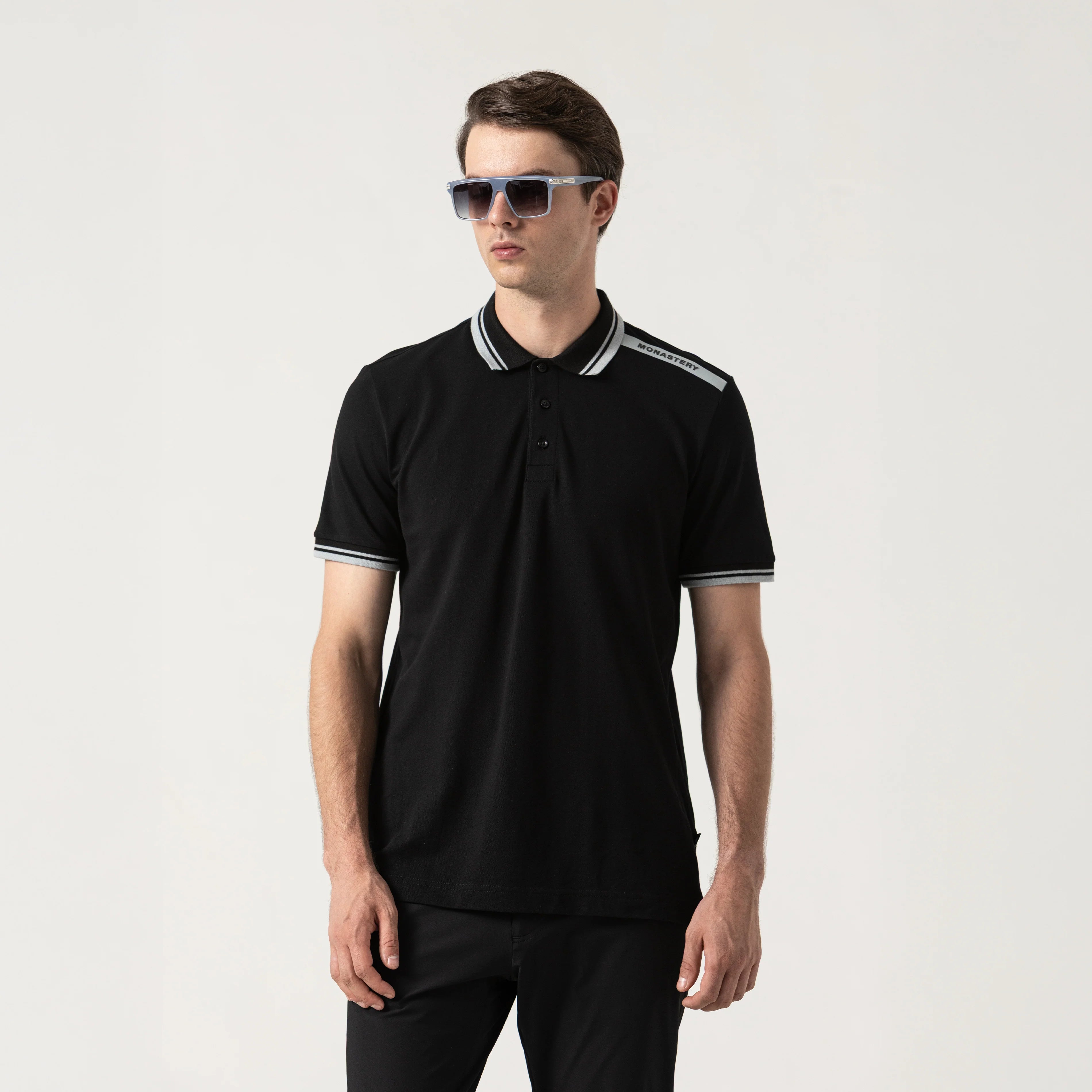 MONASTERY SAMUR POLO SHIRT MEN BLACK