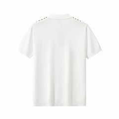 BAROCCO Retro Stripe Men's Zip Knit Polo - Black/Khaki