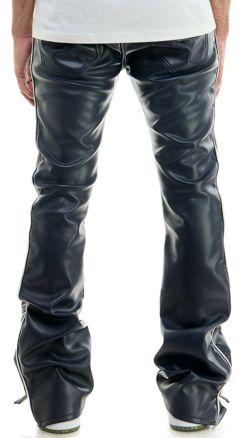 KDNK PANTALON ÉVASÉ DÉCHIRÉ EN SIMILICUIR KNB3329-MARINE