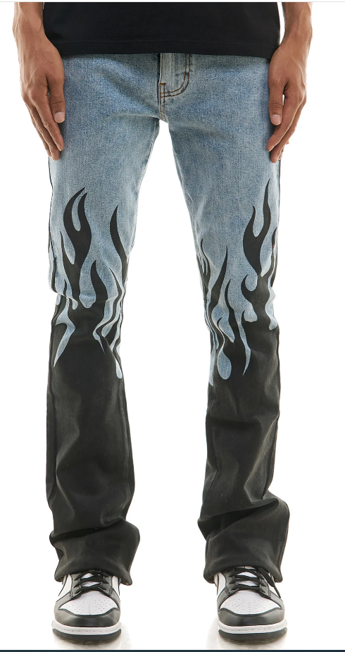 Vaqueros pitillo acampanados KDNK FLAME KND4744 azul