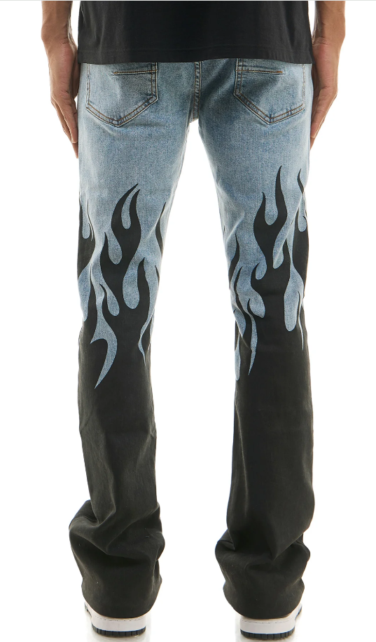 Vaqueros pitillo acampanados KDNK FLAME KND4744 azul