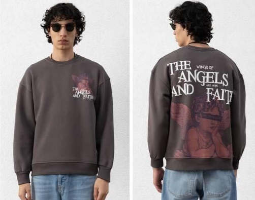 SUDADERA RICH GANG THE ANGELS AND FAITH, (18PL1) GRIS OSCURO