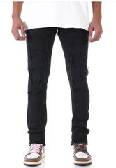KDNK PATCHED DISTRESS SKINNY PANTS KNB3145 BLACK