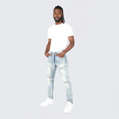 Vaqueros desgastados vintage ajustados SMOKE RISE JP25102 LUCCA BLUE