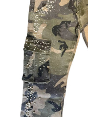 KINDRED PREMIDUM RHINESTONE & PEARL STACK DENIM (KD2239 GREEN CAMO)