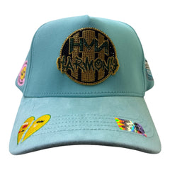 HARMONY light blue suede brim trucker hat