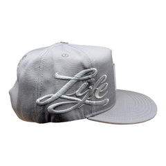 LIFE HUSTLERS "Ice Grey" Rhinestone Logo Snapback Hat