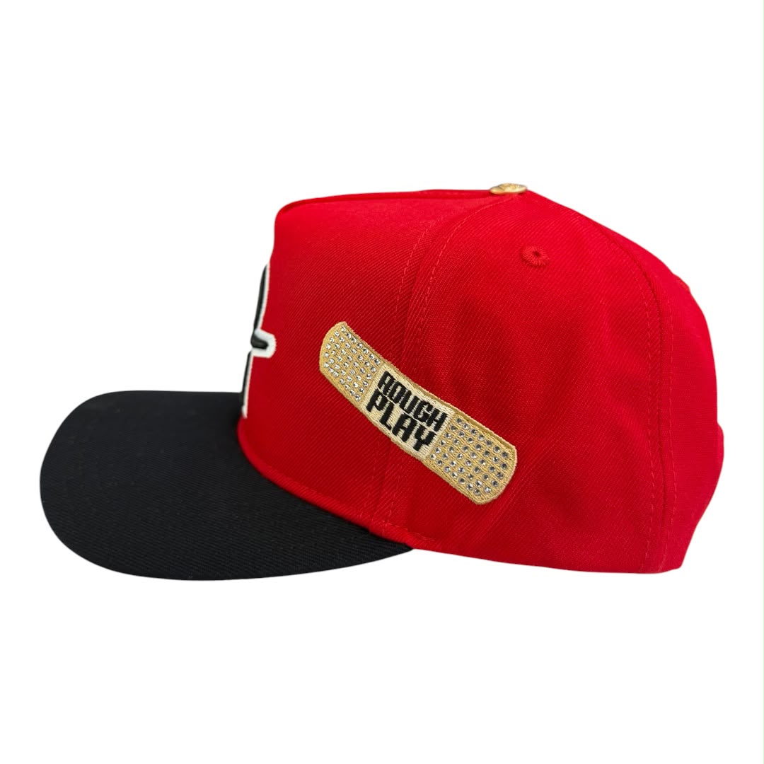 ROUGHPLAY HAT (RED/BLACK BANDAID SNAPBACK)