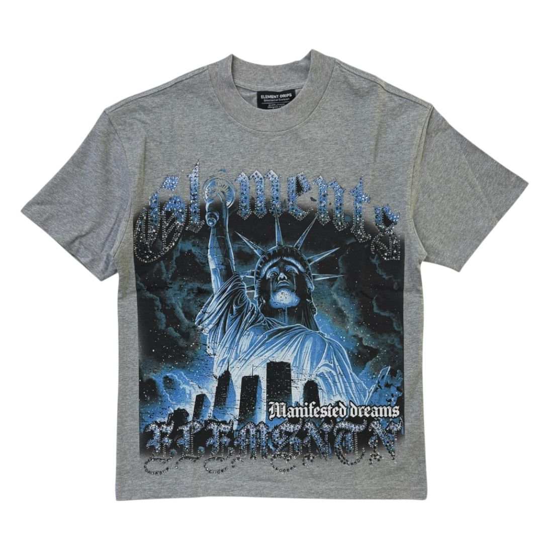ELEMENTS DRIP SAINTS ELEMENTS " RHINESTONE GRAPHIC TEE gray/blue
