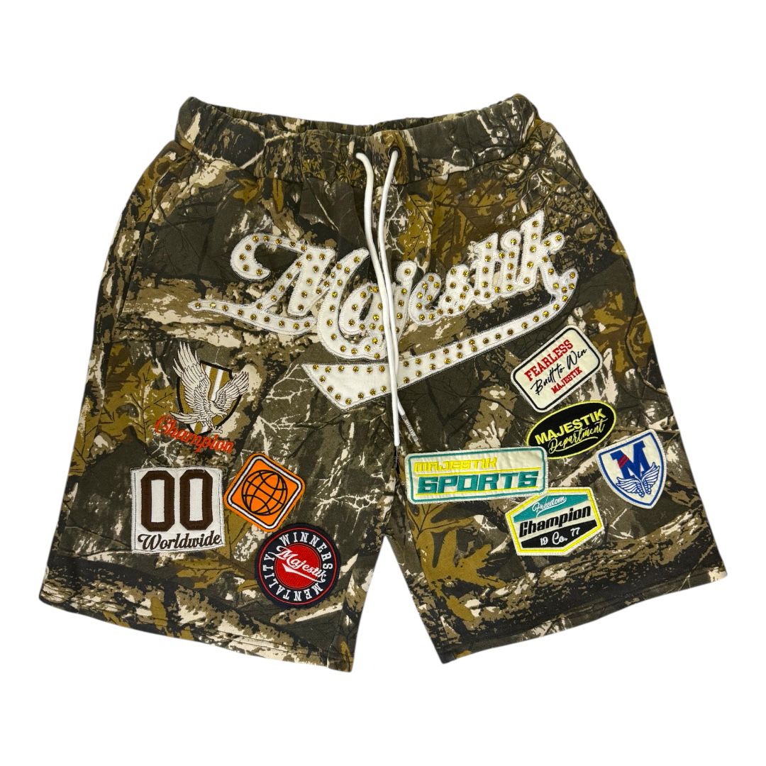 MAJESTIK NY PIQUÉ CUT & PATCH SEW SHORTS-HC/HUNTER CAMO-FS26104
