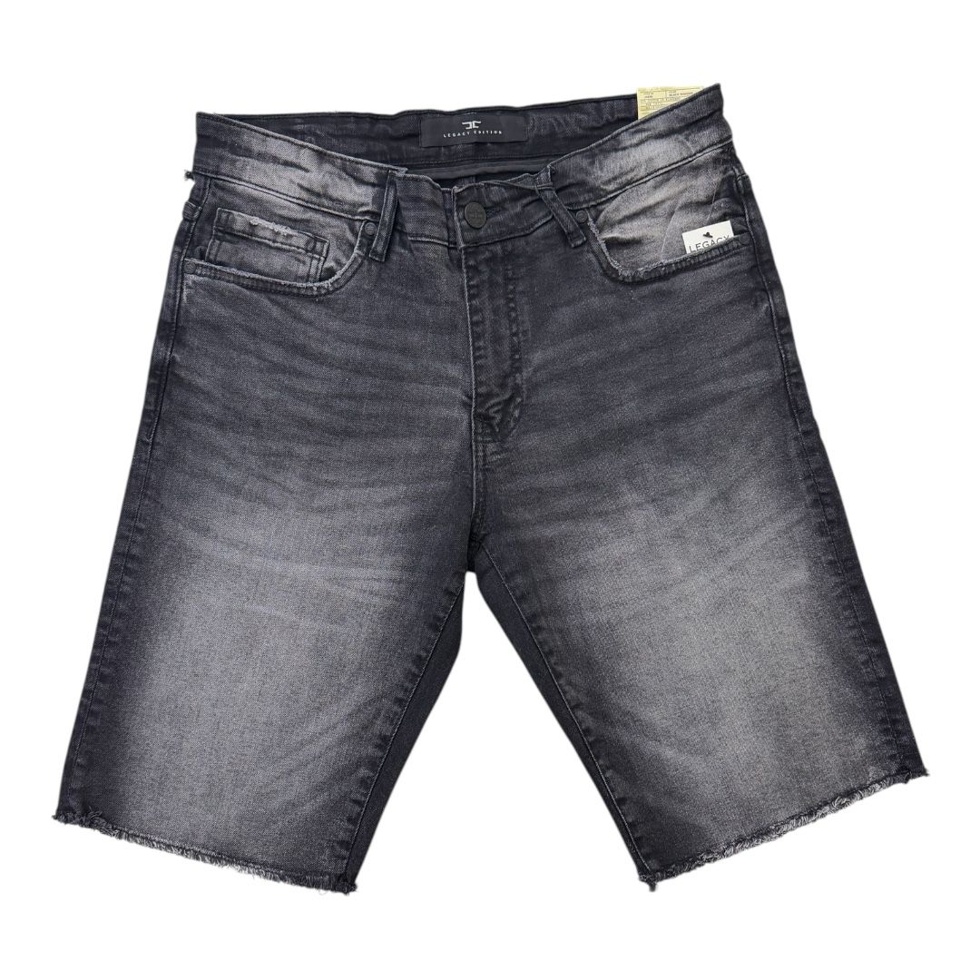 JORDAN CRAIG BLACK SHADOW WASHED DENIM SHORTS PANTS J334S