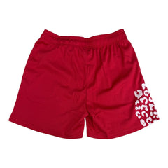 CASTEL leopard print graphic mesh shorts RED