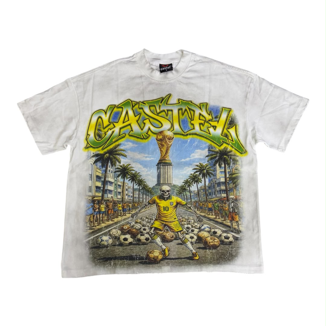 CASTEL T-SHIRT skeleton world cup miami '10' champions white tee