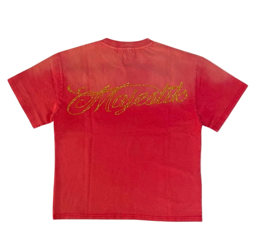 TEE GRAPHIQUE MAJESTIK NY EN TEINTURE VÊTEMENT DTG AVEC STRASS-TE26022