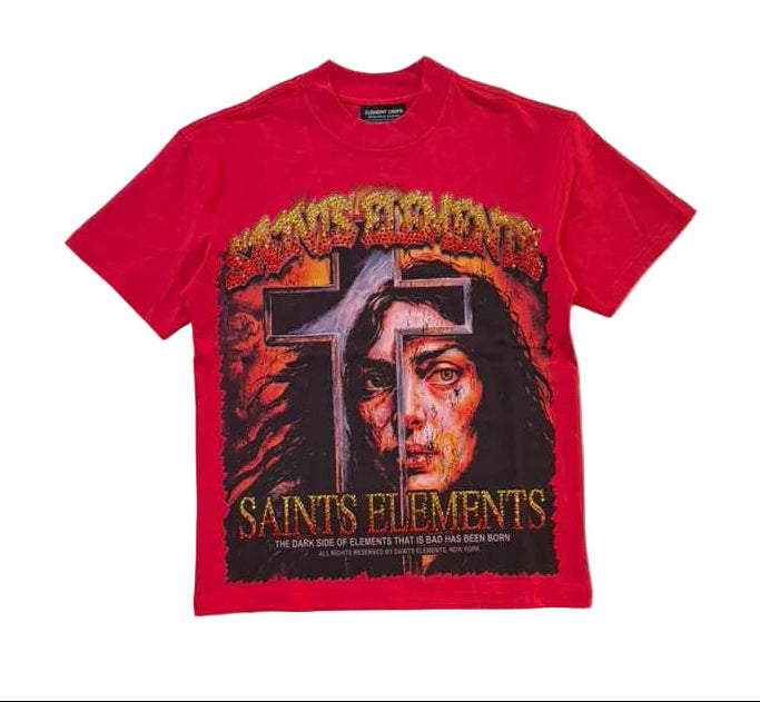 ELEMENTS DRIP t-shirt SAINTS ELEMENTS " RHINESTONE GRAPHIC TEE orange