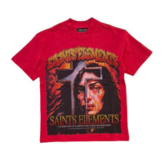 ELEMENTS DRIP t-shirt SAINTS ELEMENTS " RHINESTONE GRAPHIC TEE red
