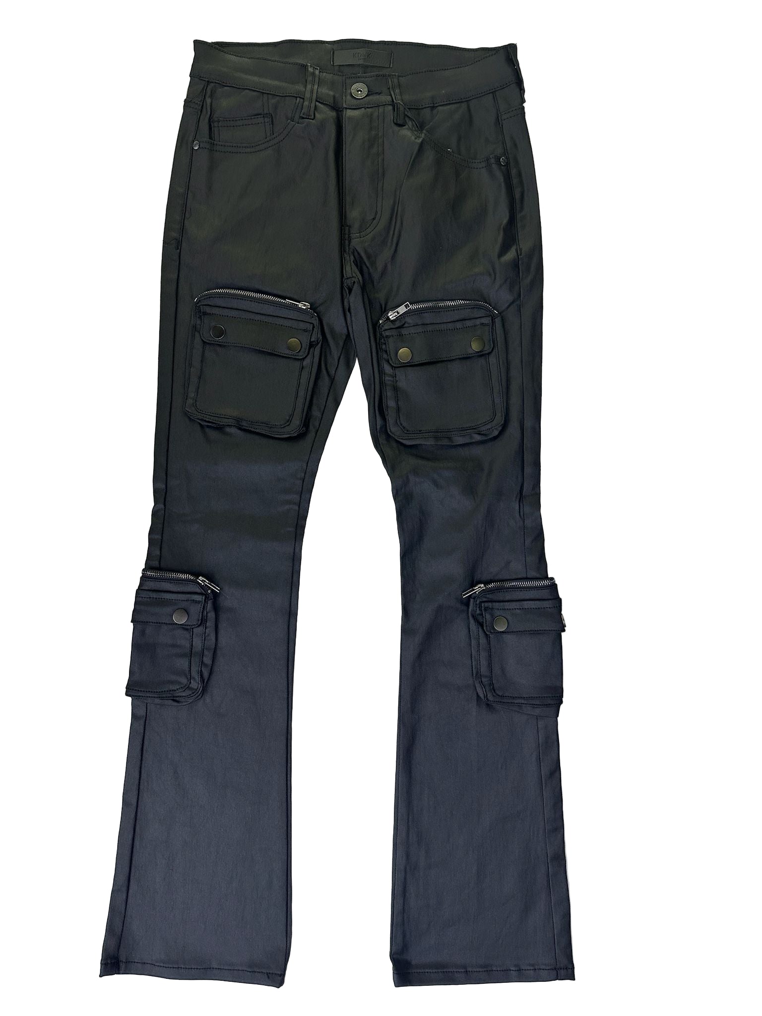 KDNK WAXED 3D CARGO POCKET PANTS KNB3423 BLACK
