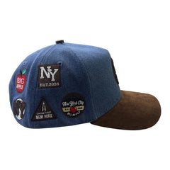 NIJAYOTE - New york statue of liberty denim & suede snapback cap