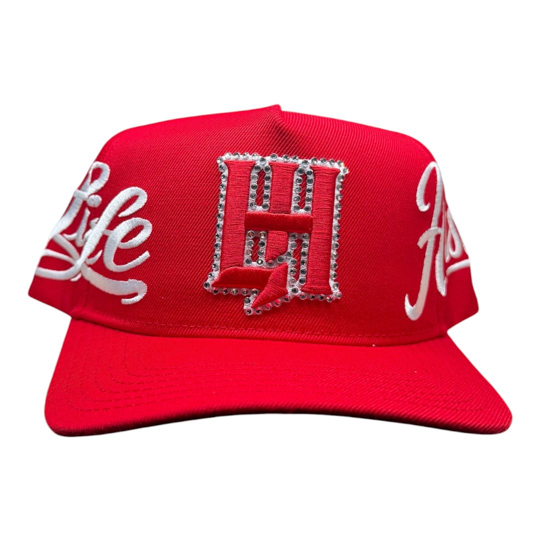 LIFE HUSTLERS "Crimson Red" Rhinestone Snapback Hat