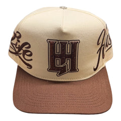 LIFE HUSTLERS "Classic  BEIGE & BROWN  Ice" Rhinestone Snapback Hat