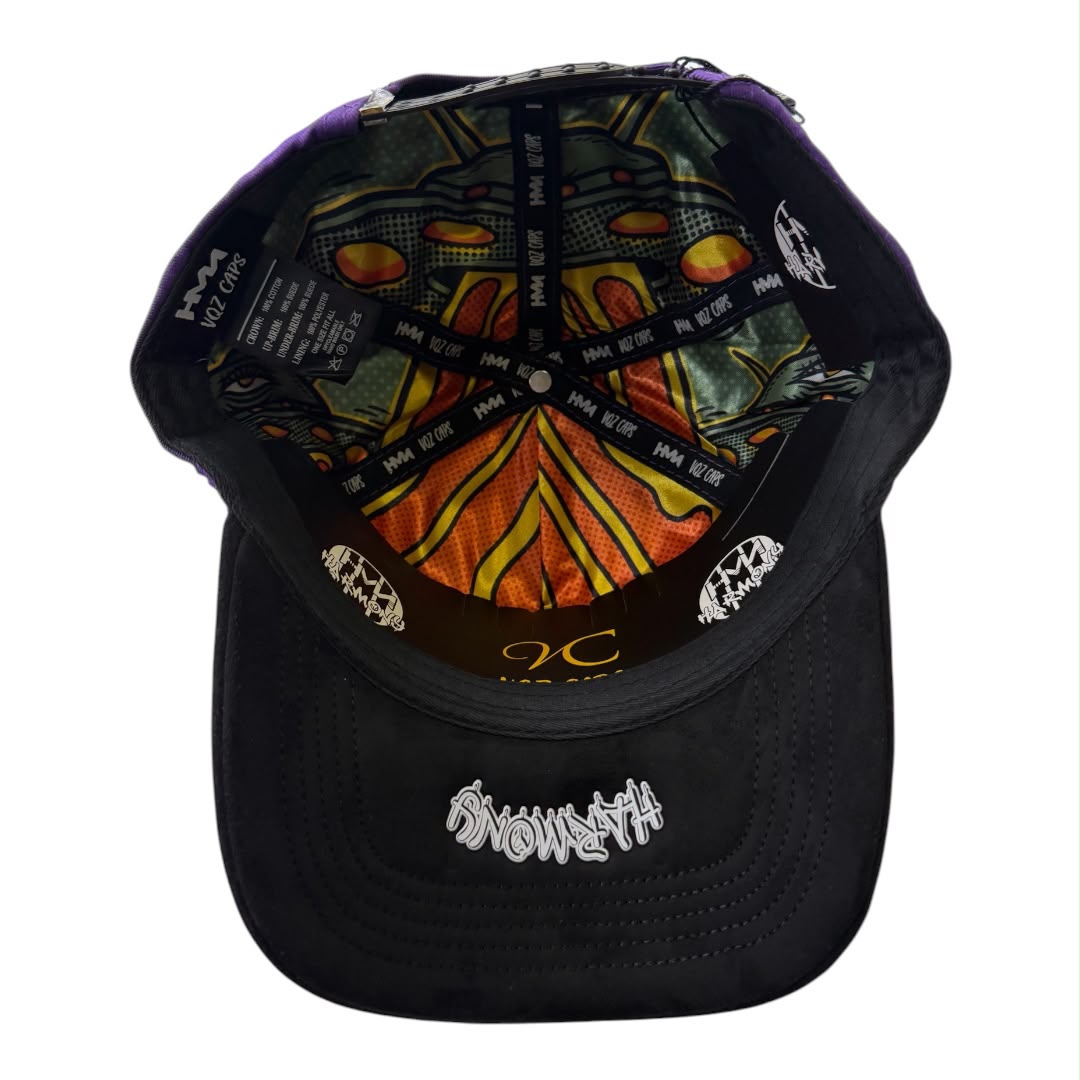 HARMONY purple & black suede brim trucker hat