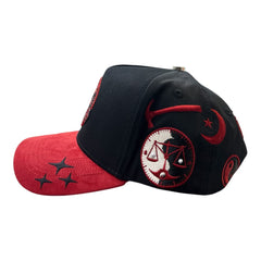 HARMONY black & red suede brim trucker hat