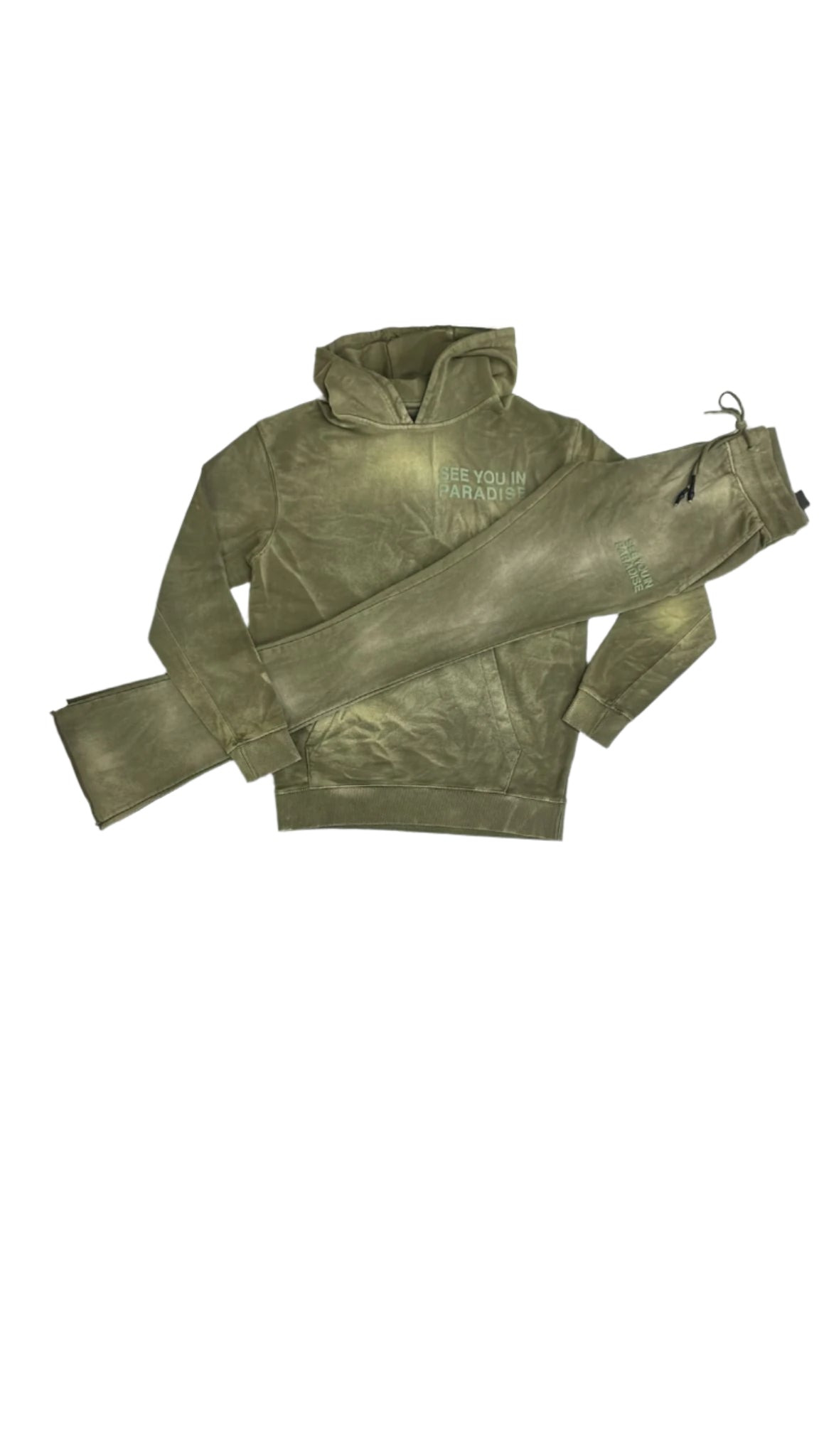 Conjunto de pantalón apilado de felpa francesa lavada EDICIÓN LEGACY 9117H, 9117L OLIVA