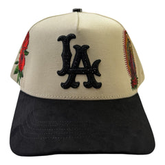 NIJAYOTE - La virgin mary & roses snapback cap (beige/black)