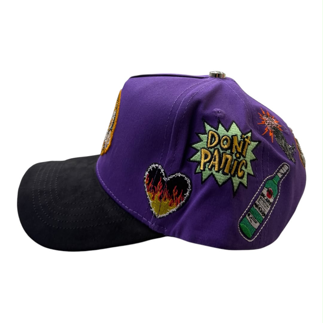 HARMONY purple & black suede brim trucker hat