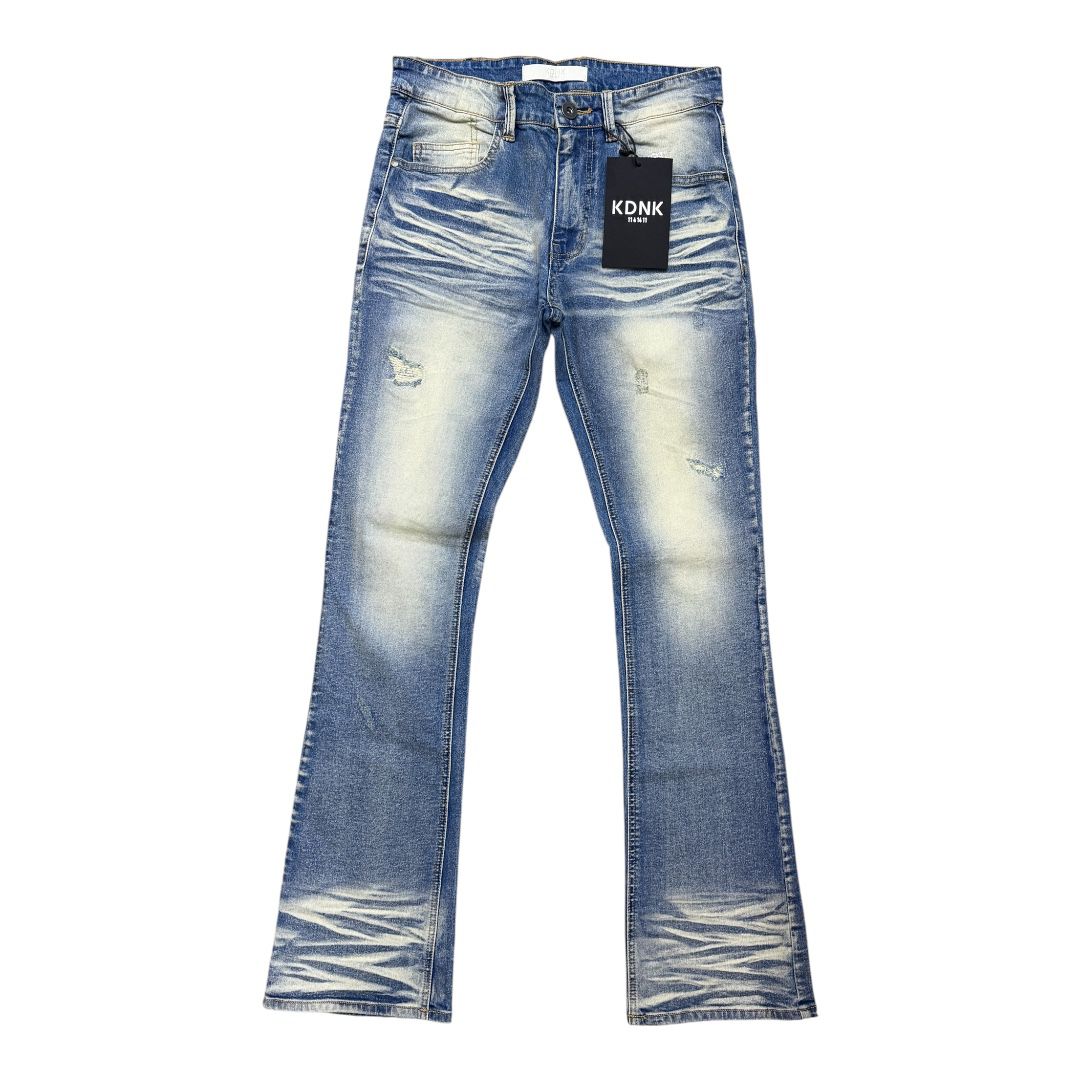 KDNK PANTS KND4945-BLUE DISTRESSED JEANS