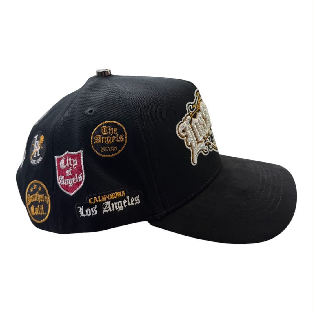 NIJAYOTE - Los angeles skyline rhinestone snapback cap (black