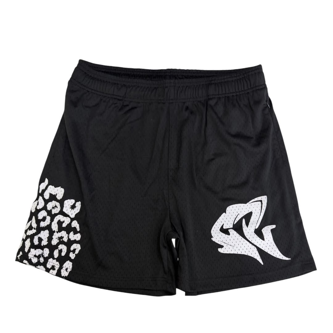 CASTEL leopard print graphic mesh shorts
