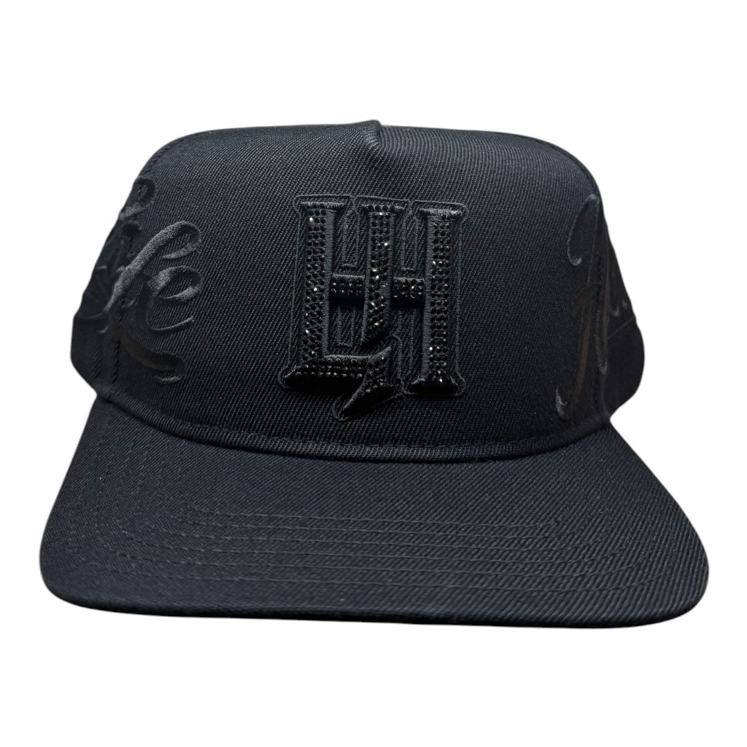 LIFE HUSTLERS "Triple Black Shadow" Rhinestone Snapback Hat