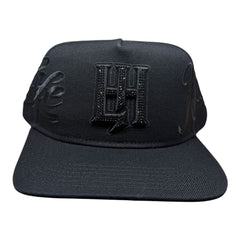 LIFE HUSTLERS "Triple Black Shadow" Rhinestone Snapback Hat